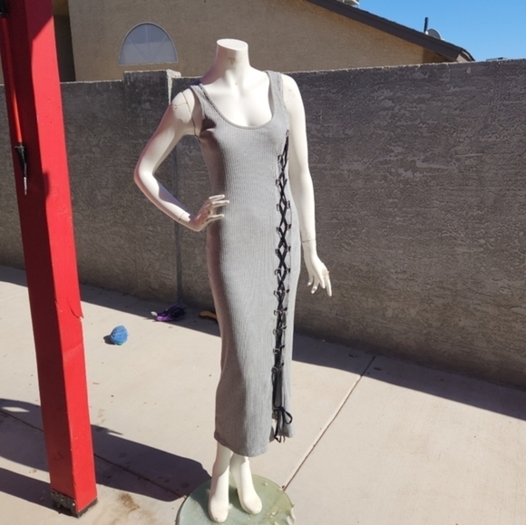 COPY - French Connection  Ribbed Lace Up Side Dress‎ - Picture 4 of 9